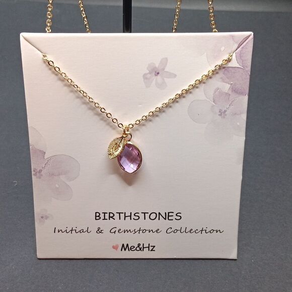 Me&Hz Initial M And Birthstone Necklace. Comes With A Card, Pouch, Gift - Picture 2 of 4